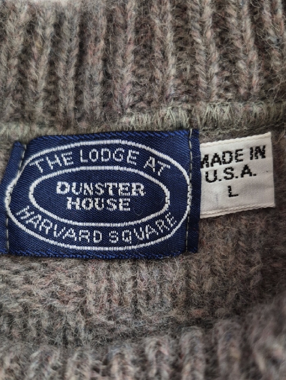 Collegiate Wool Blend Crewneck Cable Knit Sweater Size L - Picture 2 of 7
